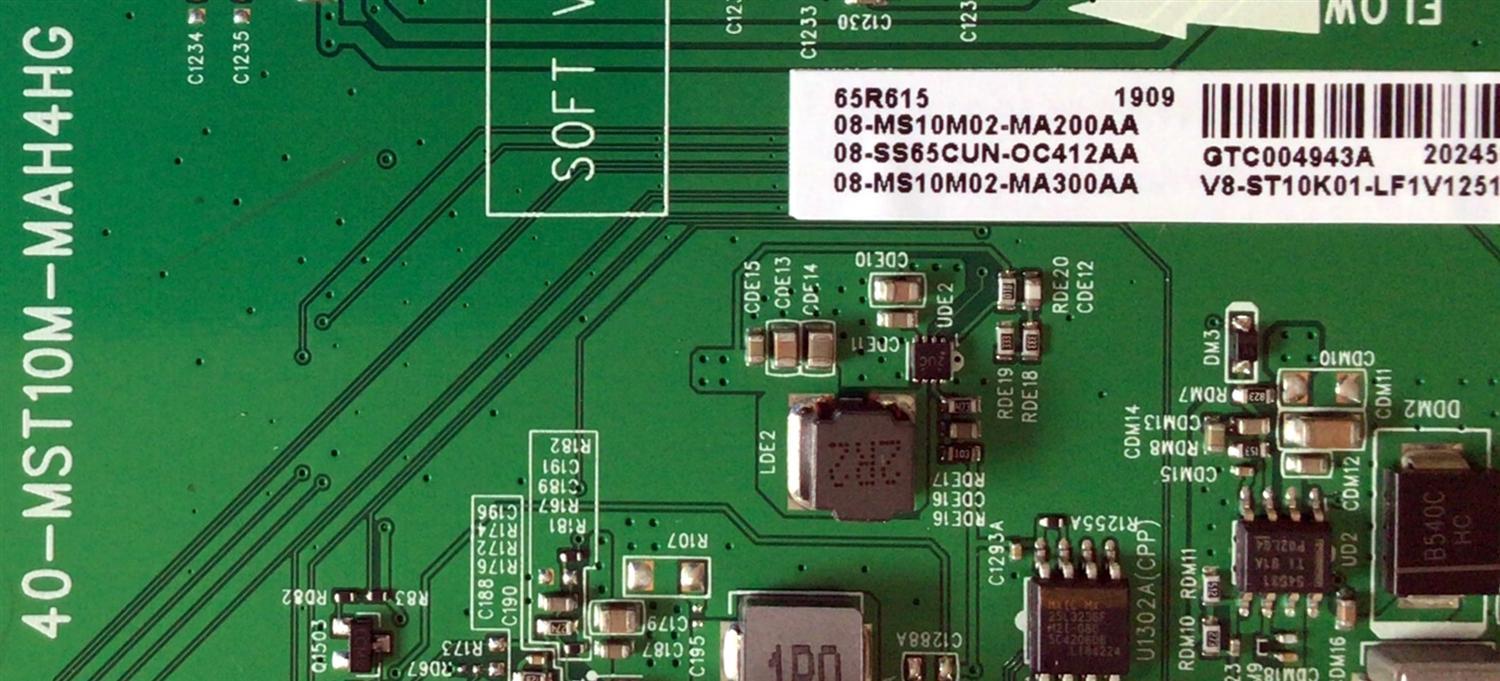 KIT DE TARJETAS PARA TV TCL / NUMERO DE PARTE MAIN 08-SS65CUN-OC412AA / 40-MST10M-MAH4HG / T-CON LJ94-41735C / RAHU11P2TA4V0 / DRIVER 08-DC71C4L-DR200AB / 40-DC700L-DRB4LG / FUENTE 08-P301W0L-PW200AB / 40-P301HL-PWA1CG / PANEL LVU650NDBL / MODELO 65R615 - Imagen 2